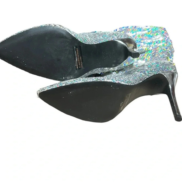 Glitter slouch high heel party boots!! Taylor Swift iridescent  sequin silver EC - Picture 4 of 15